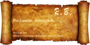 Reisman Benedek névjegykártya